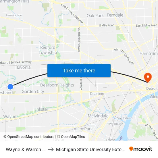 Wayne & Warren SW to Michigan State University Extension map