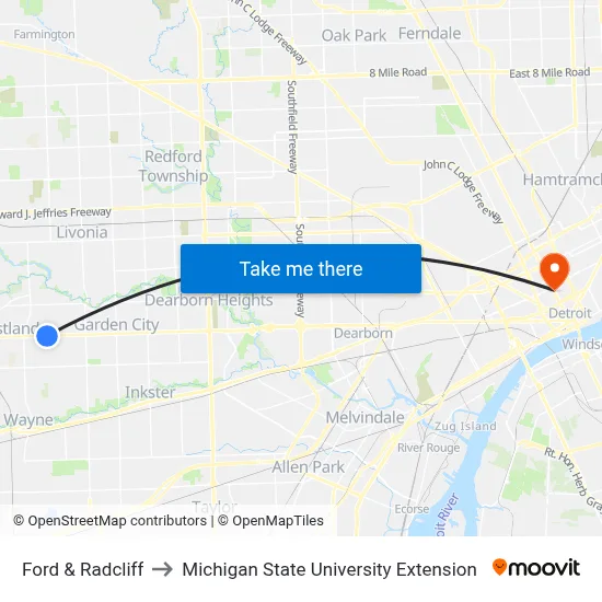 Ford & Radcliff to Michigan State University Extension map