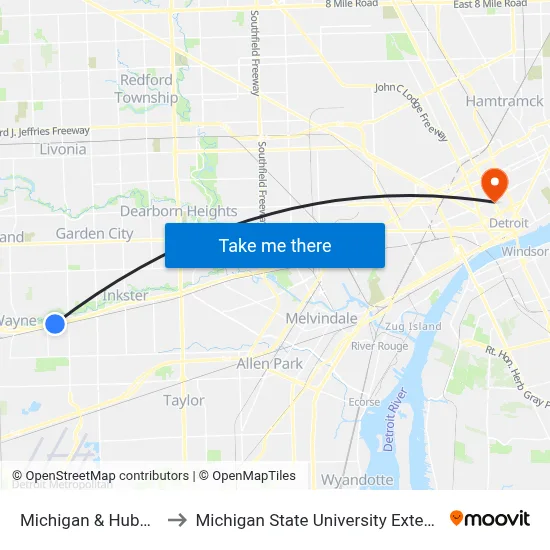 Michigan & Hubbard to Michigan State University Extension map