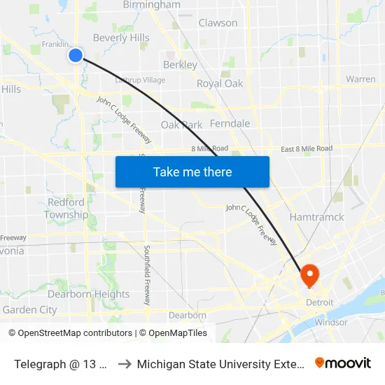 Telegraph @ 13 Mile to Michigan State University Extension map