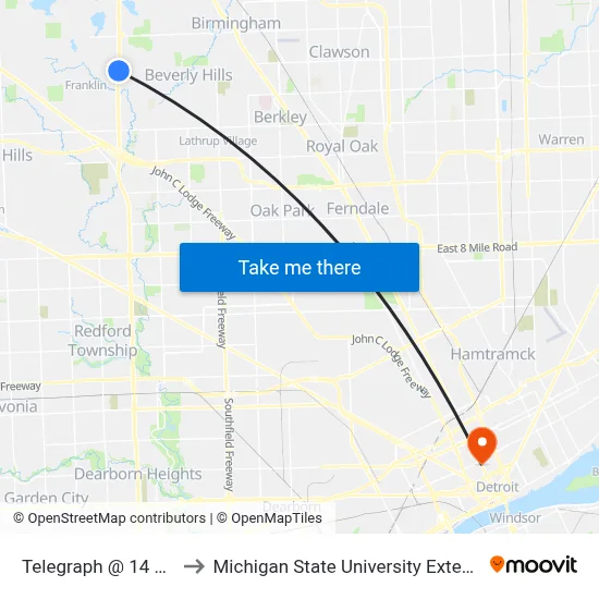 Telegraph & 14 Mile to Michigan State University Extension map