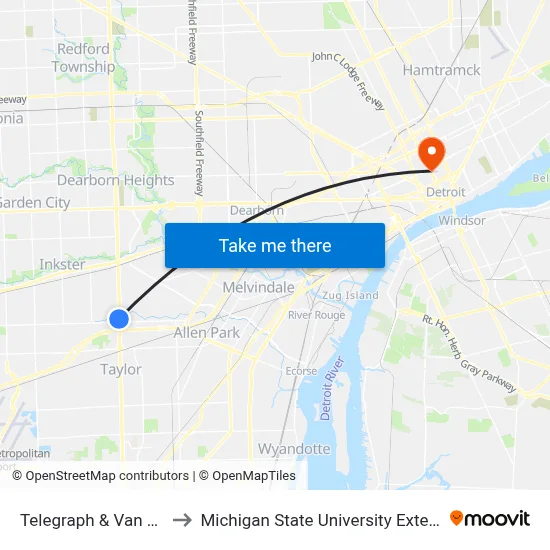 Telegraph & Van Born to Michigan State University Extension map