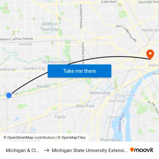 Michigan & Clark to Michigan State University Extension map