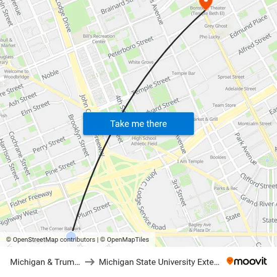 Michigan & Trumbull to Michigan State University Extension map