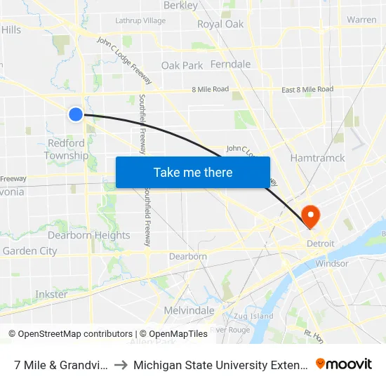 7 Mile & Grandview to Michigan State University Extension map