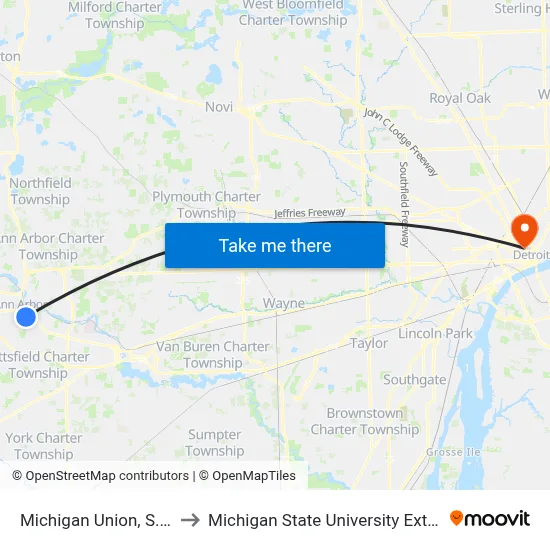Michigan Union, S. Univ to Michigan State University Extension map