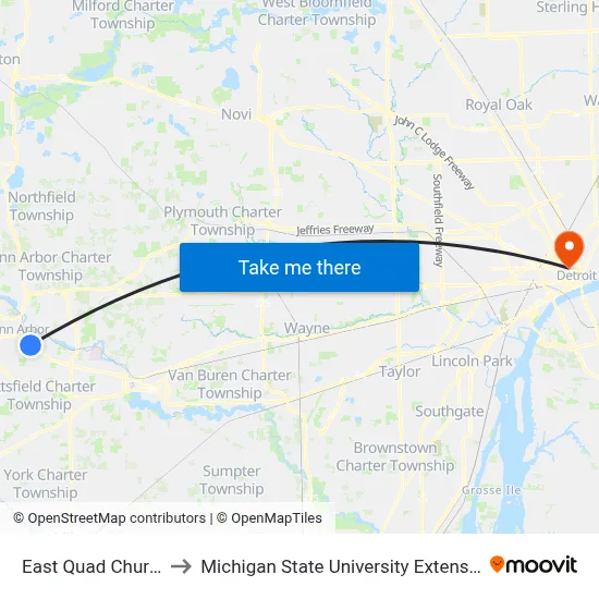 East Quad  Church to Michigan State University Extension map