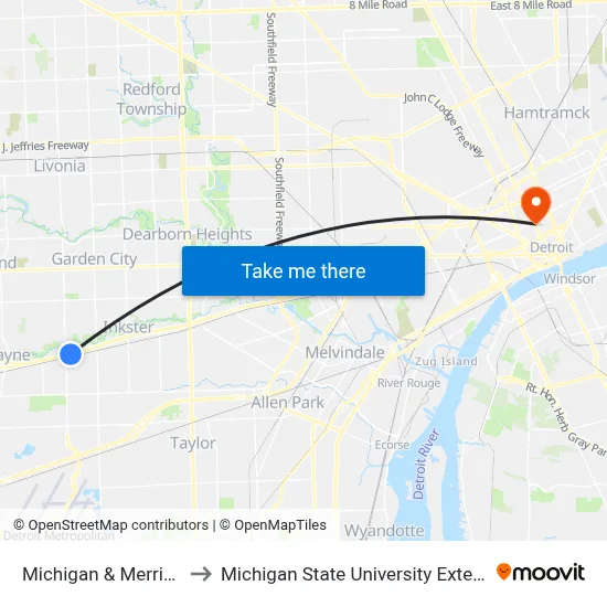 Michigan & Merriman to Michigan State University Extension map