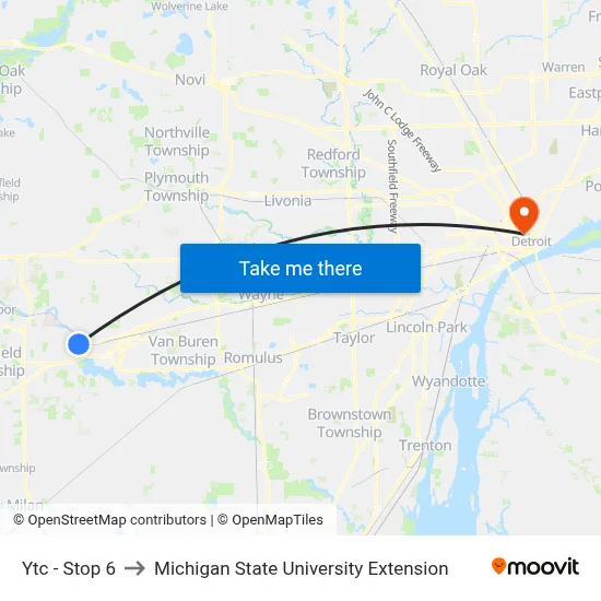 Ytc - Stop 6 to Michigan State University Extension map