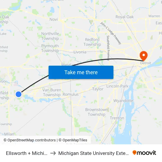 Ellsworth  + Michigan to Michigan State University Extension map