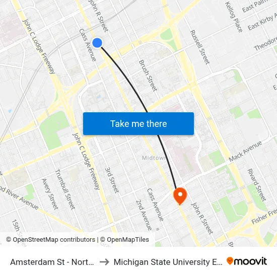 Amsterdam St - Northbound to Michigan State University Extension map