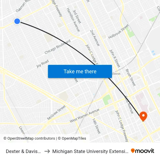 Dexter & Davison to Michigan State University Extension map
