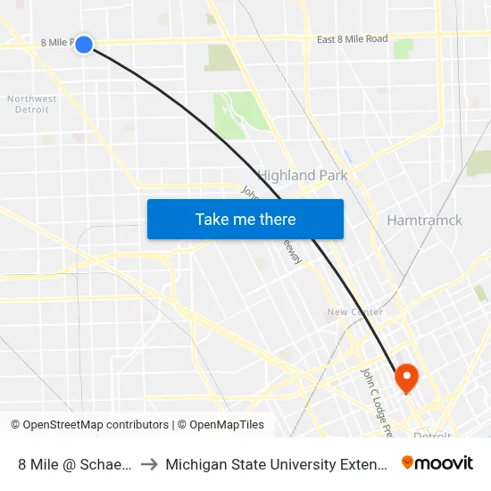 8 Mile @ Schaefer to Michigan State University Extension map