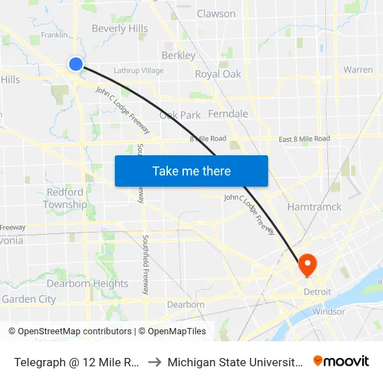 Telegraph @ 12 Mile Road Meijer to Michigan State University Extension map