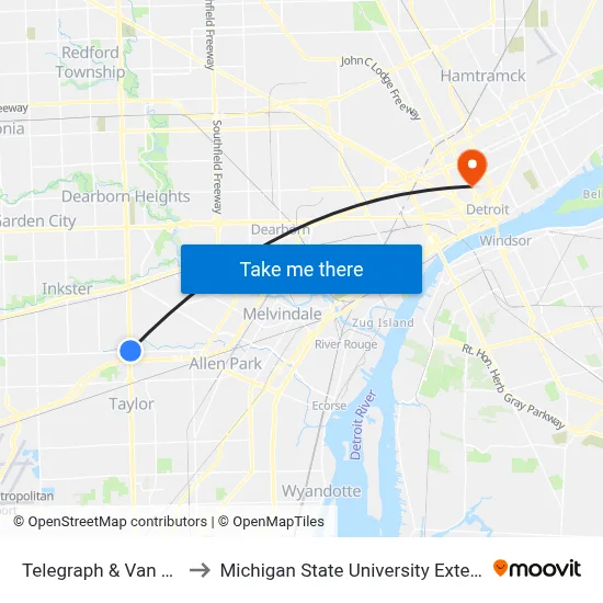 Telegraph & Van Born to Michigan State University Extension map