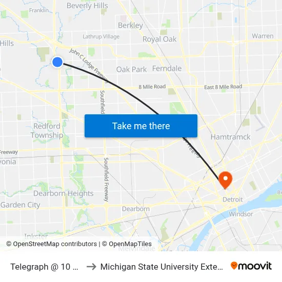 Telegraph @ 10 Mile to Michigan State University Extension map