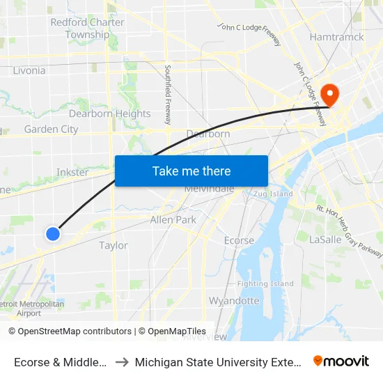 Ecorse & Middlebelt to Michigan State University Extension map