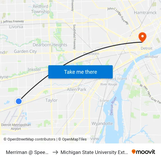 Merriman @ Speedway to Michigan State University Extension map