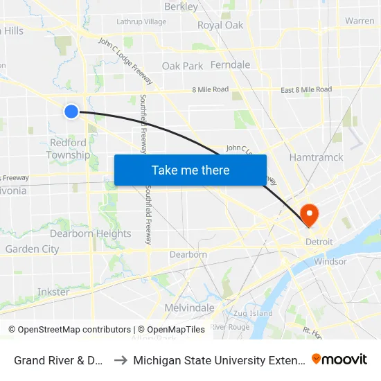 Grand River & Dalby to Michigan State University Extension map