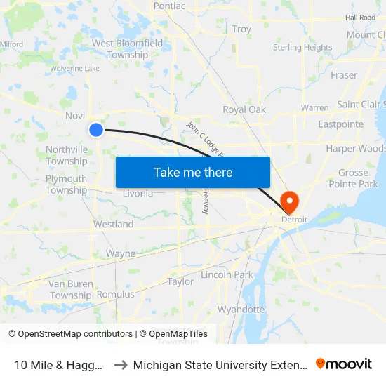 10 Mile & Haggerty to Michigan State University Extension map
