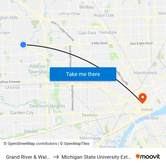 Grand River & Waldron to Michigan State University Extension map