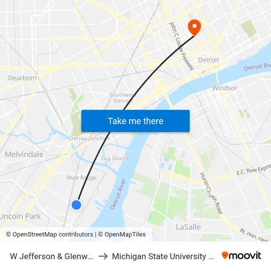 W Jefferson & Glenwood SW to Michigan State University Extension map