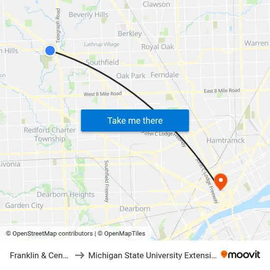 Franklin & Center to Michigan State University Extension map