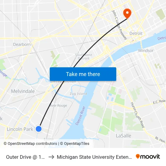 Outer Drive @ 15th to Michigan State University Extension map