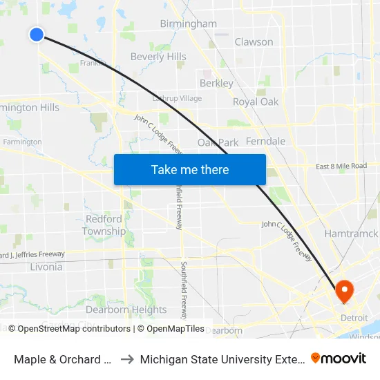 Maple & Orchard Lake to Michigan State University Extension map