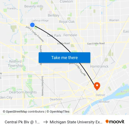 Central Park Boulevard & 11 Mile to Michigan State University Extension map