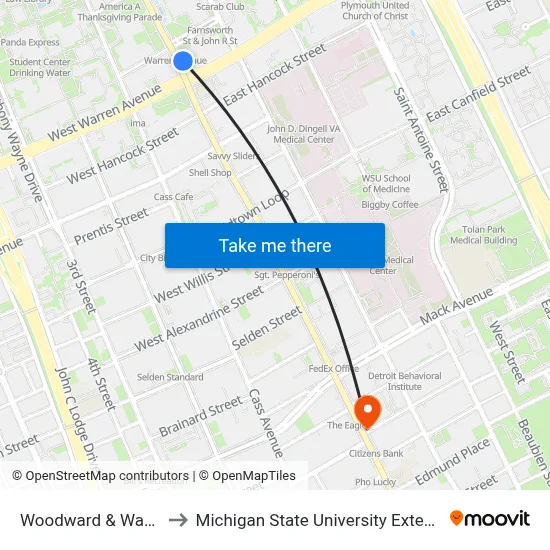 Woodward & Warren to Michigan State University Extension map
