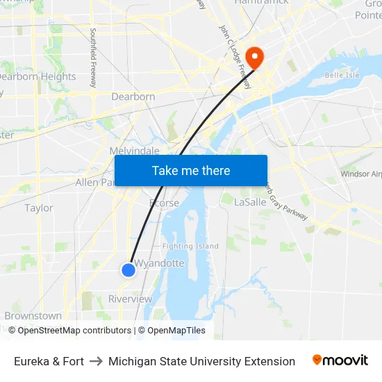 Eureka & Fort to Michigan State University Extension map