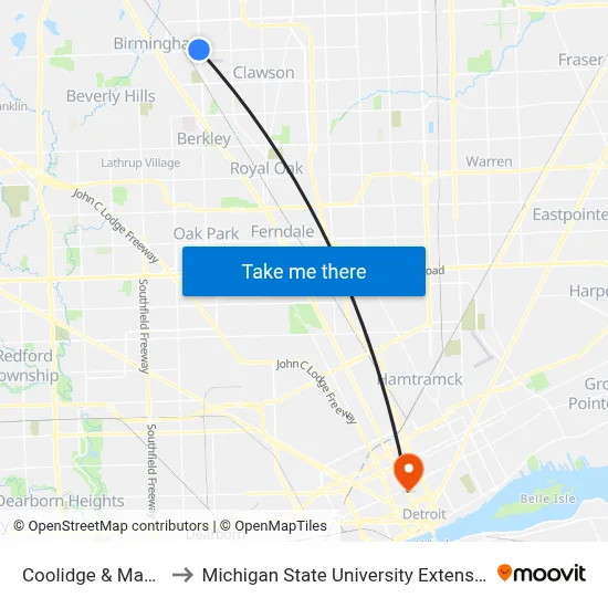 Coolidge & Maple to Michigan State University Extension map