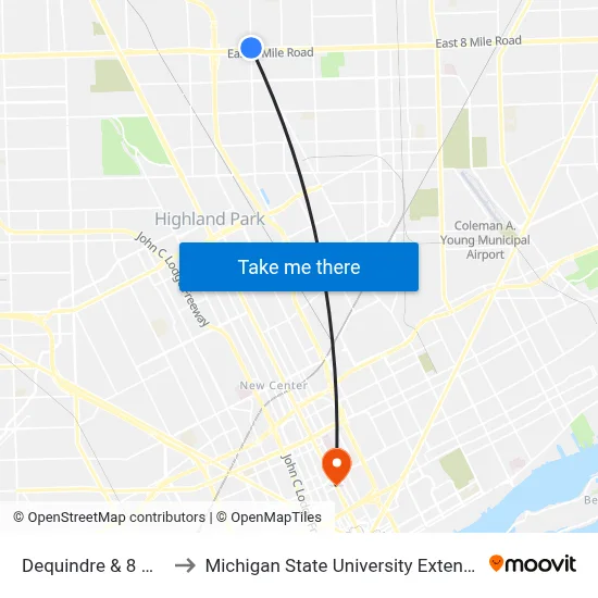 Dequindre & 8 Mile to Michigan State University Extension map