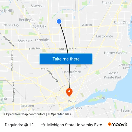 Dequindre @ 12 Mile to Michigan State University Extension map