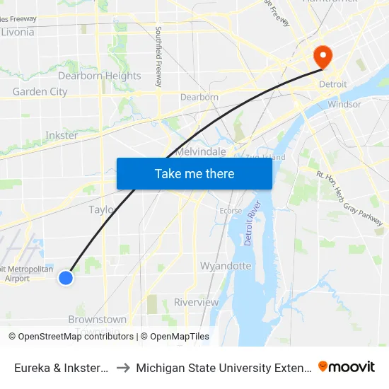 Eureka & Inkster NE to Michigan State University Extension map
