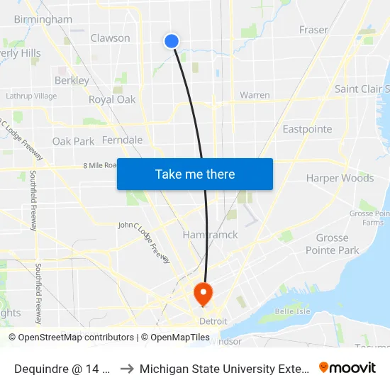 Dequindre & 14 Mile to Michigan State University Extension map