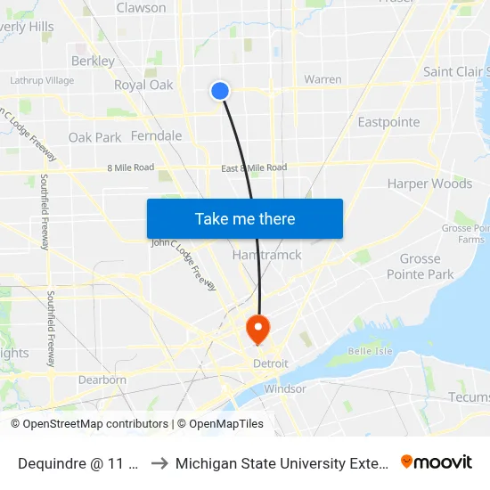 Dequindre @ 11 Mile to Michigan State University Extension map