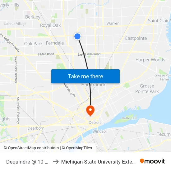 Dequindre @ 10 Mile to Michigan State University Extension map