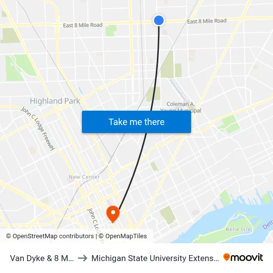 Van Dyke & 8 Mile to Michigan State University Extension map