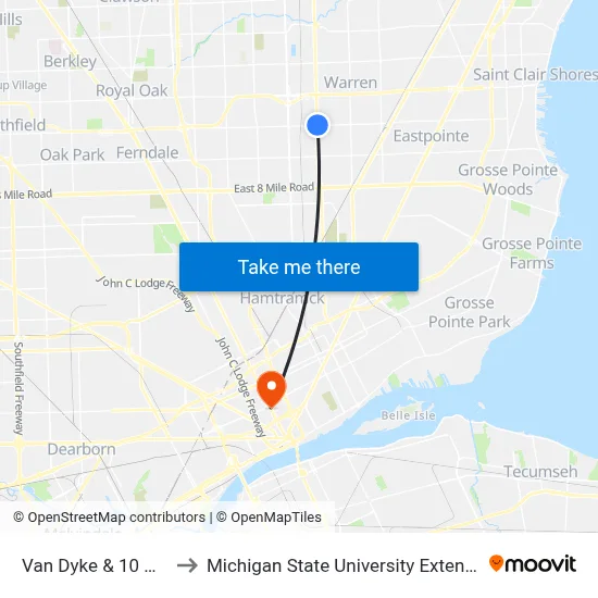 Van Dyke & 10 Mile to Michigan State University Extension map