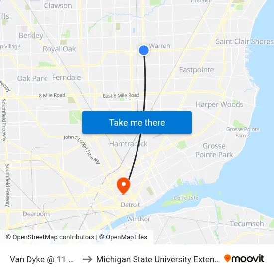Van Dyke & 11 Mile to Michigan State University Extension map