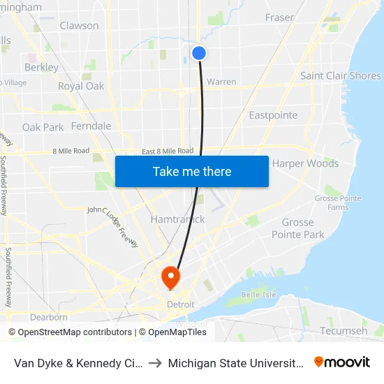 Van Dyke & Kennedy Circle North to Michigan State University Extension map