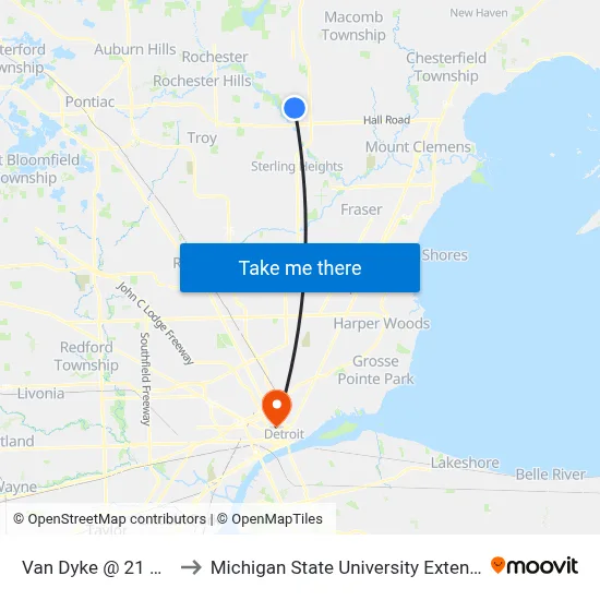 Van Dyke & 21 Mile to Michigan State University Extension map