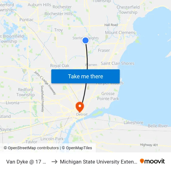 Van Dyke & 17 Mile to Michigan State University Extension map