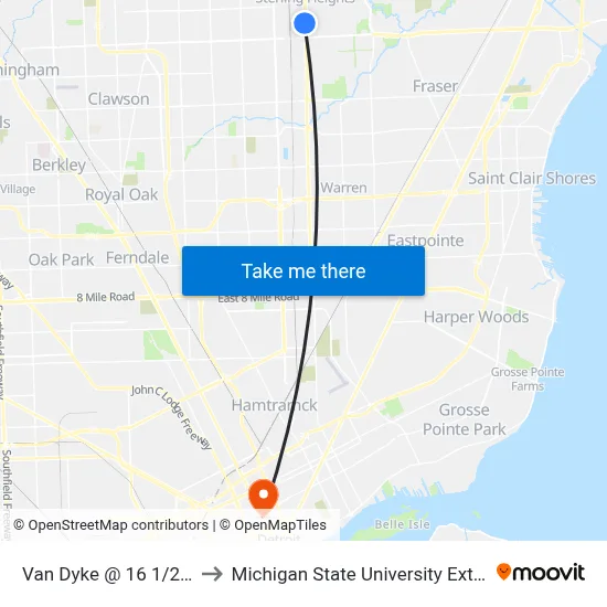 Van Dyke & 16 1/2 Mile to Michigan State University Extension map