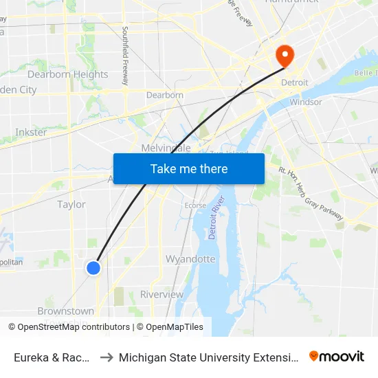Eureka & Racho to Michigan State University Extension map