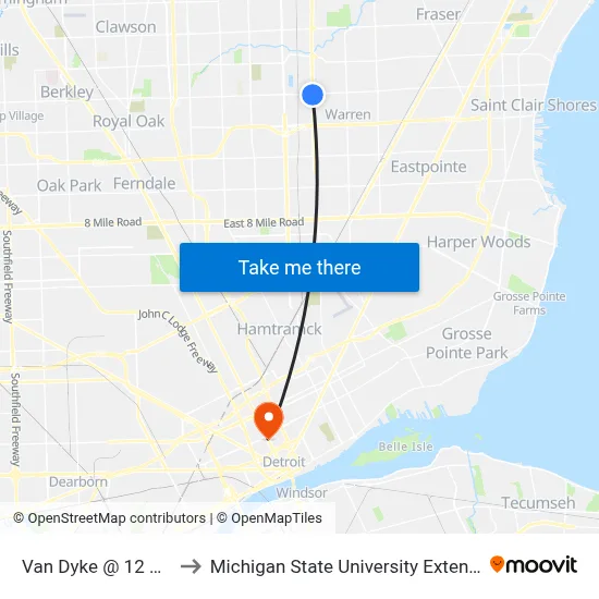 Van Dyke & 12 Mile to Michigan State University Extension map