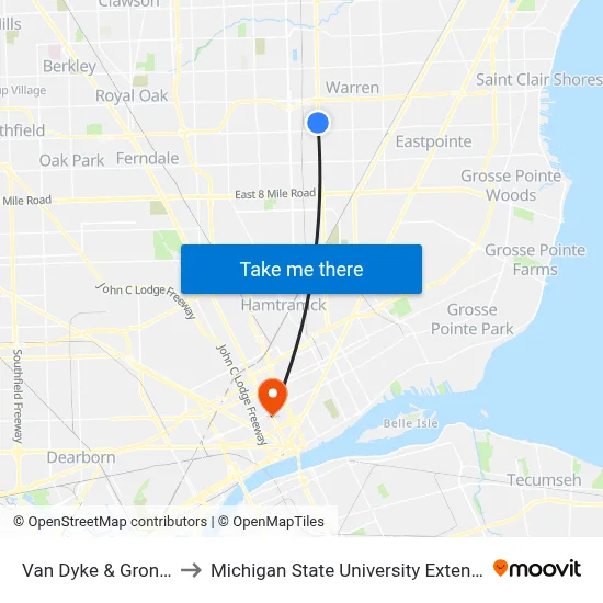 Van Dyke & Gronow to Michigan State University Extension map