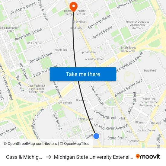 Cass & Michigan to Michigan State University Extension map